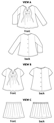 2+2 blouse + pleated skirt sewing pattern