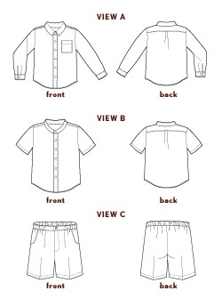 digital sketchbook shirt + shorts sewing pattern