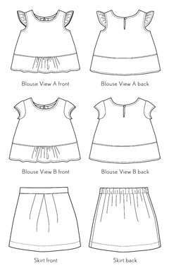 digital butterfly blouse + skirt sewing pattern
