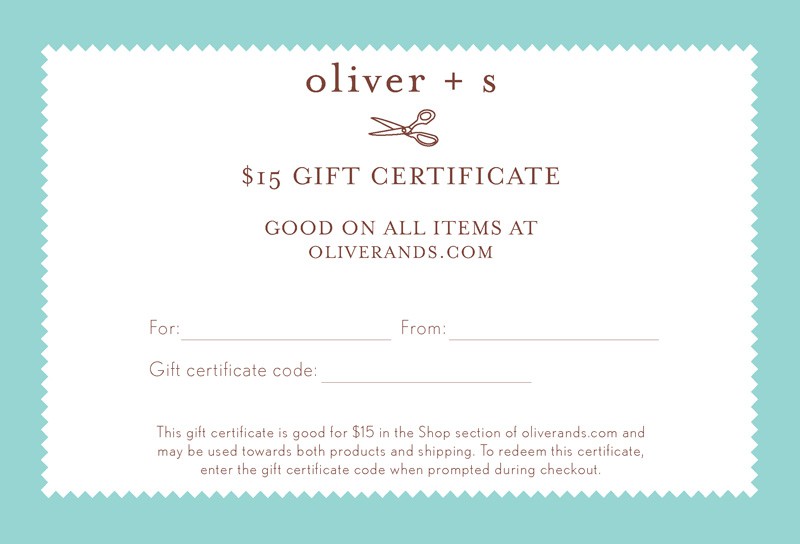 $15 gift certificate