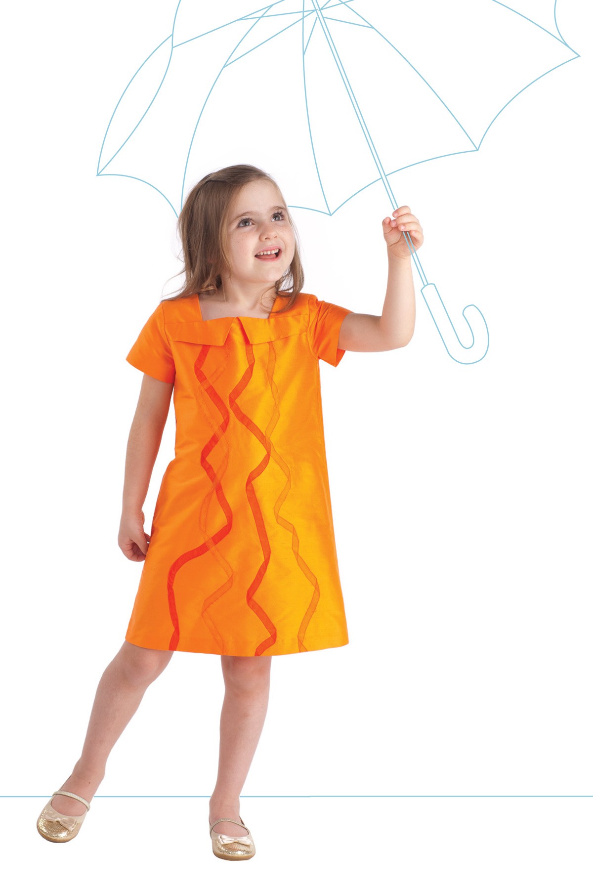 Orange Silk Croquet Dress in Sew Beautiful Blog Oliver + S