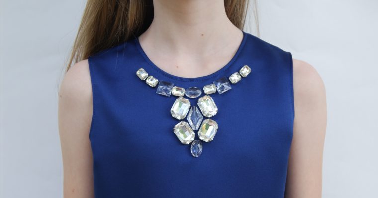 Jeweled neckline on the Oliver + S Building Block Dress