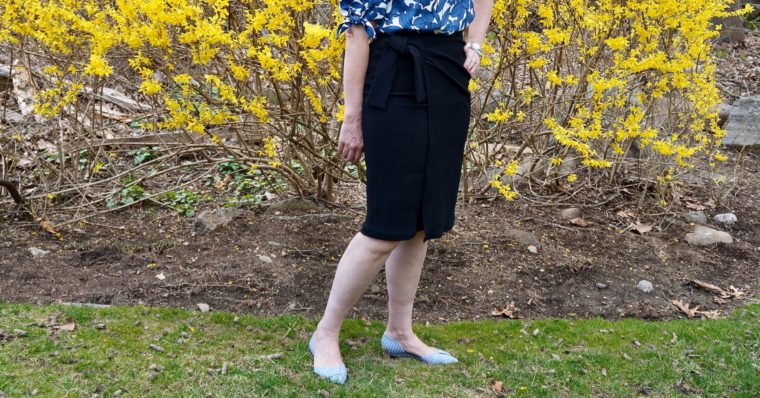 Lisa made a not-so-basic black skirt using the Kensington Skirt pattern and a pique knit.