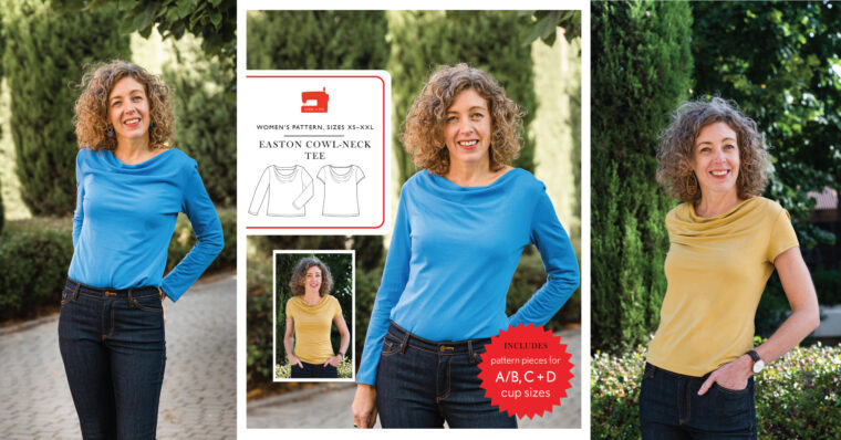 Easton Cowl-Neck Tee pattern by Liesl + Co.