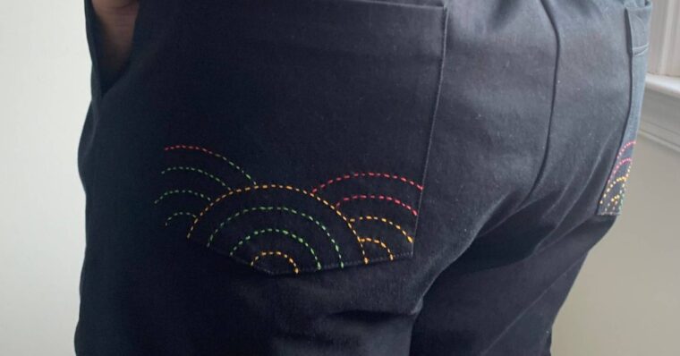 Liesl + Co Hero Neha's Lisboa Shorts-Close up of hand embroidery