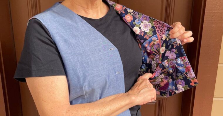 Close up of a B6901 vest showing off a beautiful lining and internal pocket