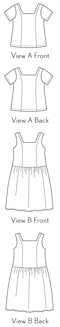 Laureles Square-Neck Top + Dress Flat Illustration