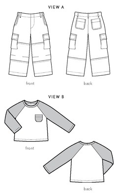 field trip cargo pants + raglan t-shirt sewing pattern